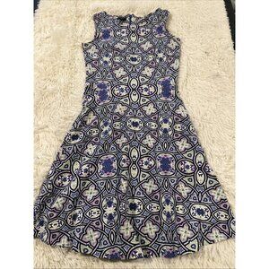 Talbots womens geo pattern damask dress P sleeveless sundress preppy